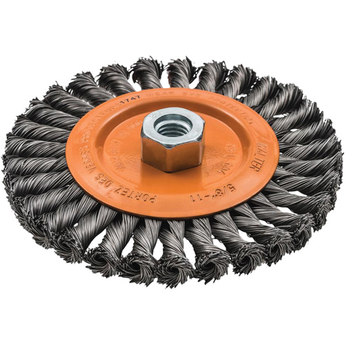 Brosse rotative &agrave; fils nou&eacute;s large, Arbre 5/8"-11, Acier Auto Electric Service Ltd.