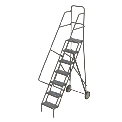 Steel Rolling Ladder, 7 Steps, 16" Step Width, 70" Platform Height, Steel Auto Electric Service Ltd.