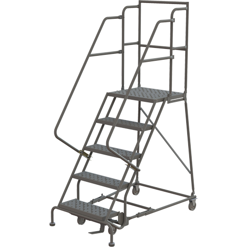 Escabeaux roulants &agrave; dessus profond, 5 marches, Largeur de la marche 16", Hauteur de la plateforme 50", Acier Auto Electric Service Ltd.