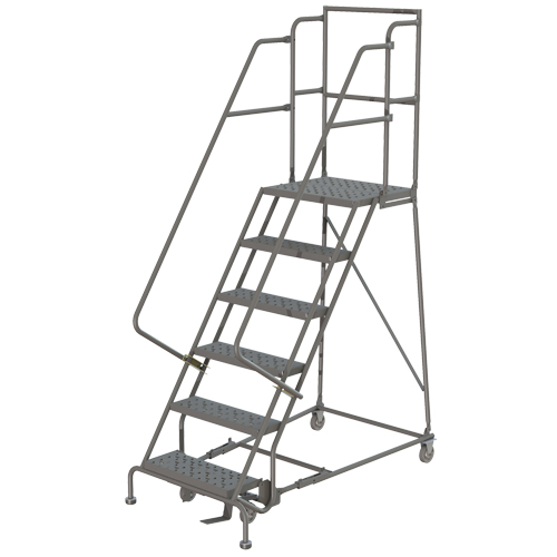 Deep Top Step Rolling Ladder, 11 Steps, 24" Step Width, 110" Platform Height, Steel Auto Electric Service Ltd.