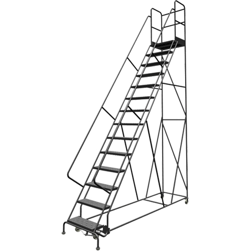 Escabeaux roulants &agrave; dessus profond, 14 marches, Largeur de la marche 24", Hauteur de la plateforme 140", Acier Auto Electric Service Ltd.