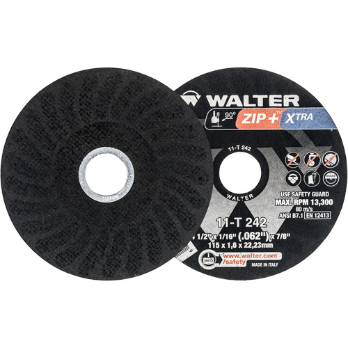 Zip+ Right Angle Grinder Reinforced Cut-Off Wheels, 4-1/2" x 1/16", 7/8" Arbor, Type 1, Zirconia Alumina, 13300 RPM Auto Electric Service Ltd.