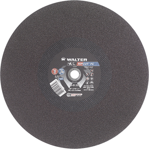 Ripcut Stainless Steel & Steel Cut-Off Wheel for Stationary Saws, 20" x 3/16", 1" Arbor, Type 1, Aluminum Oxide, 3000 RPM Auto Electric Service Ltd.
