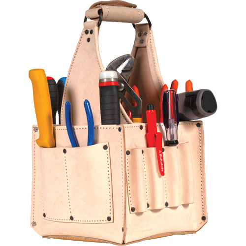 Porte-outils pour &eacute;lectricien et travaux d'entretien, Cuir, 17 pochettes, Beige Auto Electric Service Ltd.