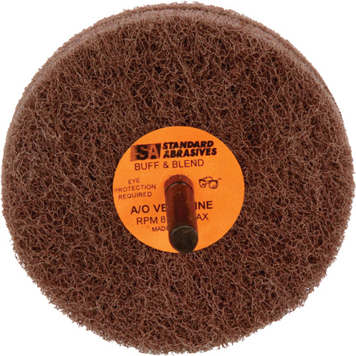 Meule de polissage et lissage Buff & Blend de 2 plis Standard Abrasives, 3" dia. x 2" la, Arbre 1/4", Oxyde d'aluminium Auto Electric Service Ltd.