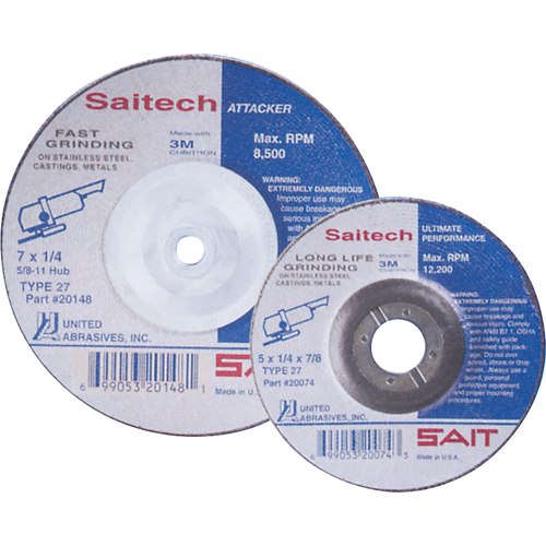 Saitech Ultimate Performance Grinding Wheel, 4" x 1/4", 3/8" Arbor, Aluminum Oxide, Type 27 Auto Electric Service Ltd.