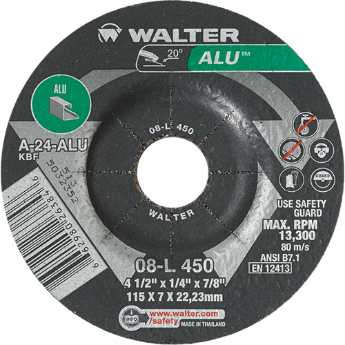 Aluminium Depressed Centre Grinding Wheels, 4-1/2" x 1/4", 7/8" Arbor, Type 27 Auto Electric Service Ltd.
