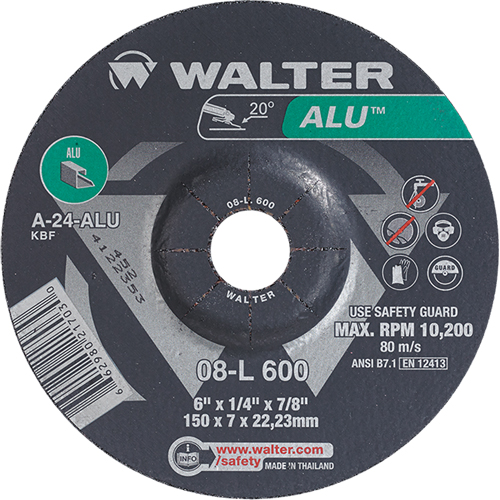 Aluminium Depressed Centre Grinding Wheels, 6" x 1/4", 7/8" Arbor, Type 27 Auto Electric Service Ltd.