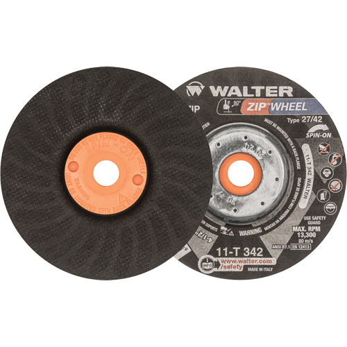 Spin-On Zipcut Right Angle Grinder Reinforced Cut-Off Wheels, 4-1/2" x 7/8", 5/8"-11 Arbor, Type 27, Aluminum Oxide, 13300 RPM Auto Electric Service Ltd.