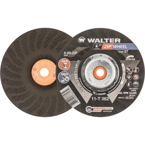 Spin-On Zipcut Right Angle Grinder Reinforced Cut-Off Wheels, 6" x 7/8", 5/8"-11 Arbor, Type 27, Aluminum Oxide, 10200 RPM Auto Electric Service Ltd.