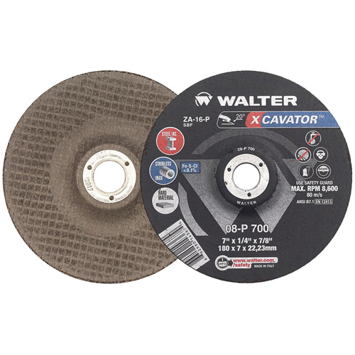 XCAVATOR Grinding Wheel, 7" x 1/4", 7/8" Arbor, Zirconium, Type 27 Auto Electric Service Ltd.