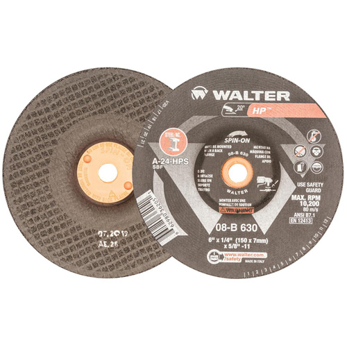 Disque de meulage et tronçonnage HP, 6" x 1/4", Arbre 5/8"-11, Oxyde d'aluminium, Type 27 Auto Electric Service Ltd.