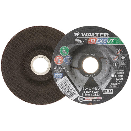 FLEXCUT Grinding Wheel, 4-1/2", 36 Grit, Aluminum Oxide, 7/8", 13300 RPM, Type 29 Auto Electric Service Ltd.