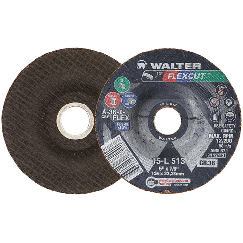Meule FLEXCUT, 5", 36 Grain, Oxyde d'aluminium, 7/8", 12 200 Tr/min, Type 29 Auto Electric Service Ltd.