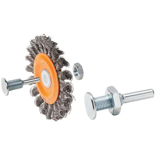 Reversible Mounted Knot-Twisted Wire Wheel, 3" Dia., 0.0118" Fill, 1/2" Arbor, Steel Auto Electric Service Ltd.