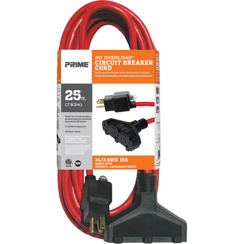 Cordon rallonge en vinyle, Ext&eacute;rieur, SJTW, AWG 14/3, 15 A, 3 prise(s), 25' Auto Electric Service Ltd.