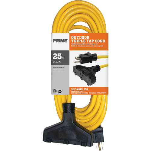 Cordon rallonge en vinyle, Ext&eacute;rieur, SJTW, AWG 12/3, 15 A, 3 prise(s), 25' Auto Electric Service Ltd.