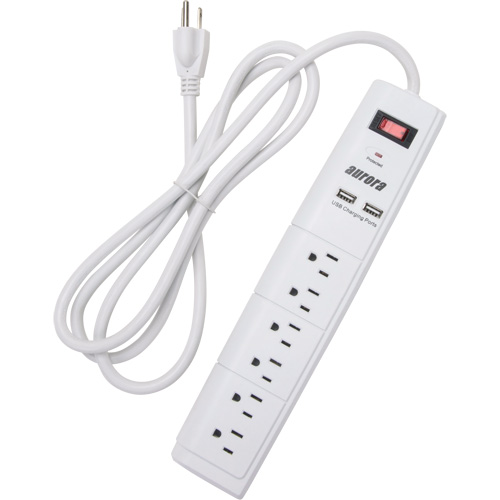 Limiteur de surtension avec chargeur USB, 6 Prises, 1200 J, 1875 W, Cordon 6' Auto Electric Service Ltd.