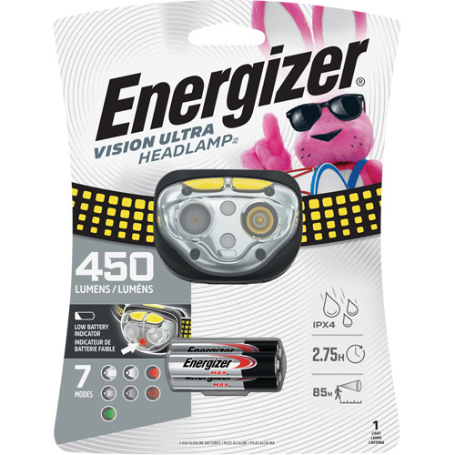 Lampe frontale industrielle Vision Ultra, DEL, 450 lumens, 2 hres de fonctionnement, piles AAA Auto Electric Service Ltd.
