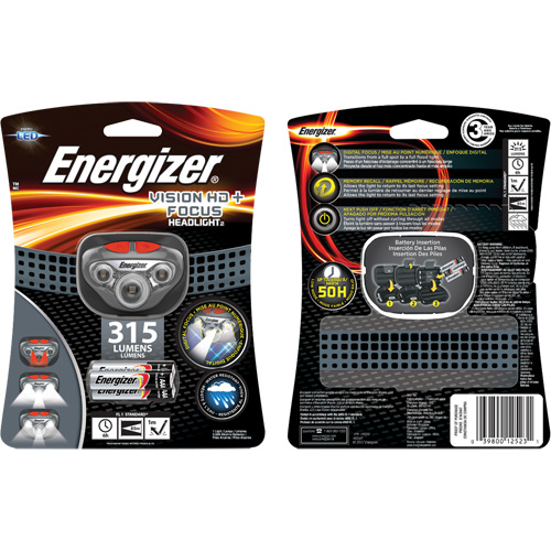 Lampe frontale Vision HD+ Focus, DEL, 315 lumens, 6 hres de fonctionnement, piles AAA Auto Electric Service Ltd.