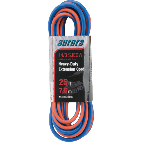 TPE-Rubber Extension Cord with Light Indicator, All-Weather, SJEOW, 14/3 AWG, 15 A, 3 Outlet(s), 25' Auto Electric Service Ltd.