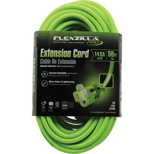 Cordon rallonge industriel Flexzilla Pro, Toutes saisons, SJTW, AWG 14/3, 15 A, 50' Auto Electric Service Ltd.