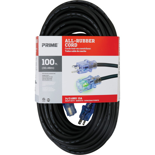 All-Rubber Extension Cord, Outdoor, SJOOW, 14/3 AWG, 15 A, 100' Auto Electric Service Ltd.
