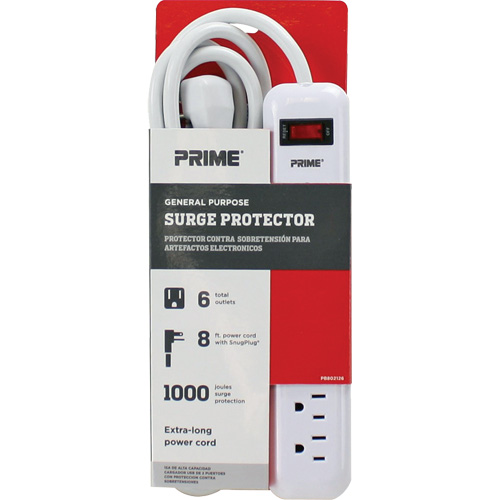 Protecteurs de surtension, 6 Prises, 1000 J, 1875 W, Cordon 8' Auto Electric Service Ltd.