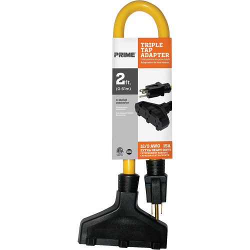 Triple Tap Adapter, Outdoor, STW, 12/3 AWG, 15 A, 3 Outlet(s), 2' Auto Electric Service Ltd.