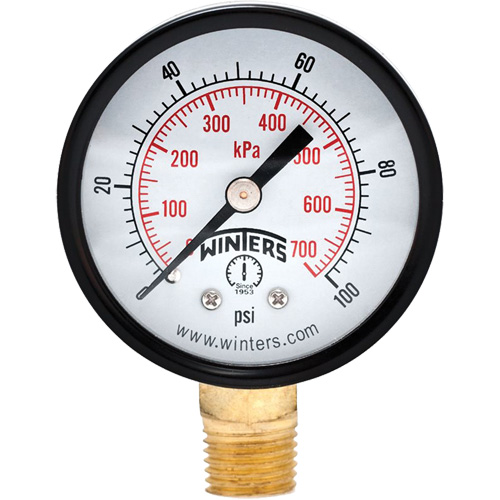 Economy Pressure Gauge, 2" , 0 - 100 psi, Bottom Mount, Analogue Auto Electric Service Ltd.