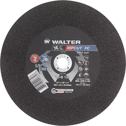 Ripcut Stainless Steel & Steel Cut-Off Wheel for Stationary Saws, 18" x 3/16", 1" Arbor, Type 1, Aluminum Oxide, 3400 RPM Auto Electric Service Ltd.