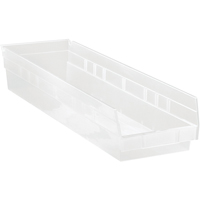 Shelf Bins, 6-5/8" W x 4" H x 23-5/8" D, Clear, 50 lbs. Capacity Auto Electric Service Ltd.
