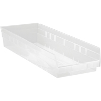 Shelf Bins, 8-3/8" W x 4" H x 23-5/8" D, Clear, 50 lbs. Capacity Auto Electric Service Ltd.