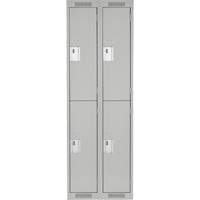 Casiers Clean Line, 2 niveaux, Bloc de 2, 24" x 18" x 72", Acier, Gris, Rivet (assembl&eacute;) Auto Electric Service Ltd.