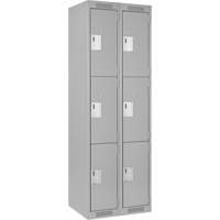 Clean Line Lockers, 3 -tier, Bank of 2, 24" x 18" x 72", Steel, Grey, Rivet (Assembled) Auto Electric Service Ltd.