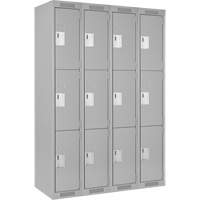 Clean Line Lockers, 3 -tier, Bank of 4, 48" x 18" x 72", Steel, Grey, Rivet (Assembled) Auto Electric Service Ltd.