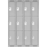 Clean Line Lockers, 3 -tier, Bank of 4, 48" x 18" x 72", Steel, Grey, Rivet (Assembled) Auto Electric Service Ltd.