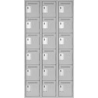 Clean Line Lockerettes, 6 -tier, Bank of 3, 36" x 18" x 72", Steel, Grey, Rivet (Assembled) Auto Electric Service Ltd.