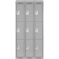 Clean Line Lockers, 3 -tier, Bank of 3, 36" x 18" x 78", Steel, Grey, Rivet (Assembled) Auto Electric Service Ltd.