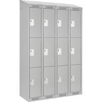 Clean Line Lockers, 3 -tier, Bank of 4, 48" x 18" x 78", Steel, Grey, Rivet (Assembled) Auto Electric Service Ltd.