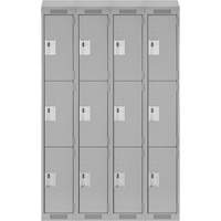 Clean Line Lockers, 3 -tier, Bank of 4, 48" x 18" x 78", Steel, Grey, Rivet (Assembled) Auto Electric Service Ltd.