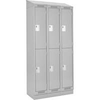 Clean Line Lockers, 2 -tier, Bank of 3, 36" x 18" x 82", Steel, Grey, Rivet (Assembled) Auto Electric Service Ltd.