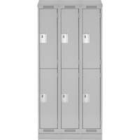 Clean Line Lockers, 2 -tier, Bank of 3, 36" x 18" x 82", Steel, Grey, Rivet (Assembled) Auto Electric Service Ltd.