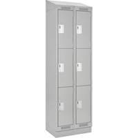 Clean Line Lockers, 3 -tier, Bank of 2, 24" x 18" x 82", Steel, Grey, Rivet (Assembled) Auto Electric Service Ltd.