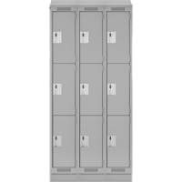 Clean Line Lockers, 3 -tier, Bank of 3, 36" x 18" x 82", Steel, Grey, Rivet (Assembled) Auto Electric Service Ltd.