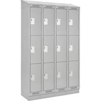 Clean Line Lockers, 3 -tier, Bank of 4, 48" x 18" x 82", Steel, Grey, Rivet (Assembled) Auto Electric Service Ltd.