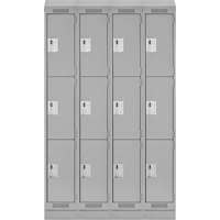 Clean Line Lockers, 3 -tier, Bank of 4, 48" x 18" x 82", Steel, Grey, Rivet (Assembled) Auto Electric Service Ltd.