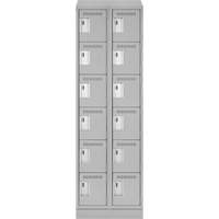 Clean Line Lockerette, 6 -tier, Bank of 2, 24" x 18" x 82", Steel, Grey, Rivet (Assembled) Auto Electric Service Ltd.