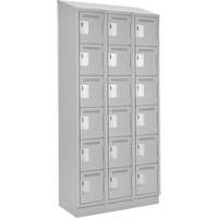 Clean Line Lockerette, 6 -tier, Bank of 3, 36" x 18" x 82", Steel, Grey, Rivet (Assembled) Auto Electric Service Ltd.