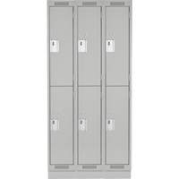 Clean Line Lockers, 2 -tier, Bank of 3, 36" x 18" x 76", Steel, Grey, Rivet (Assembled) Auto Electric Service Ltd.